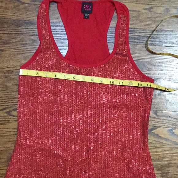 Bebe Red Sequin Racerback Tank Top - Picture 5 of 8